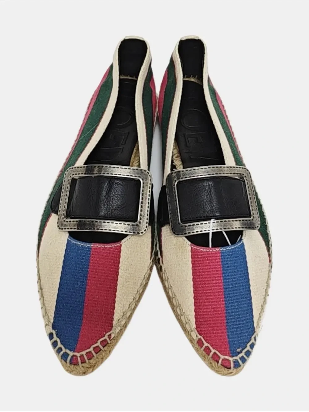Loewe Multicolor Striped Espadrille Loafer with Black Buckle